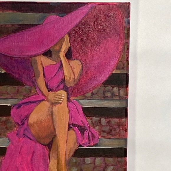 Pink Lady in Hat Canvas Art - Picture 5 of 9
